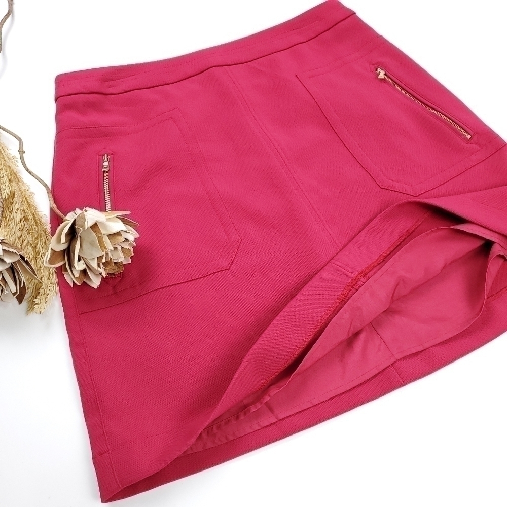 New Loft Pink Gold Zippered Pockets Skirts Sz  8 - Picture 4 of 12